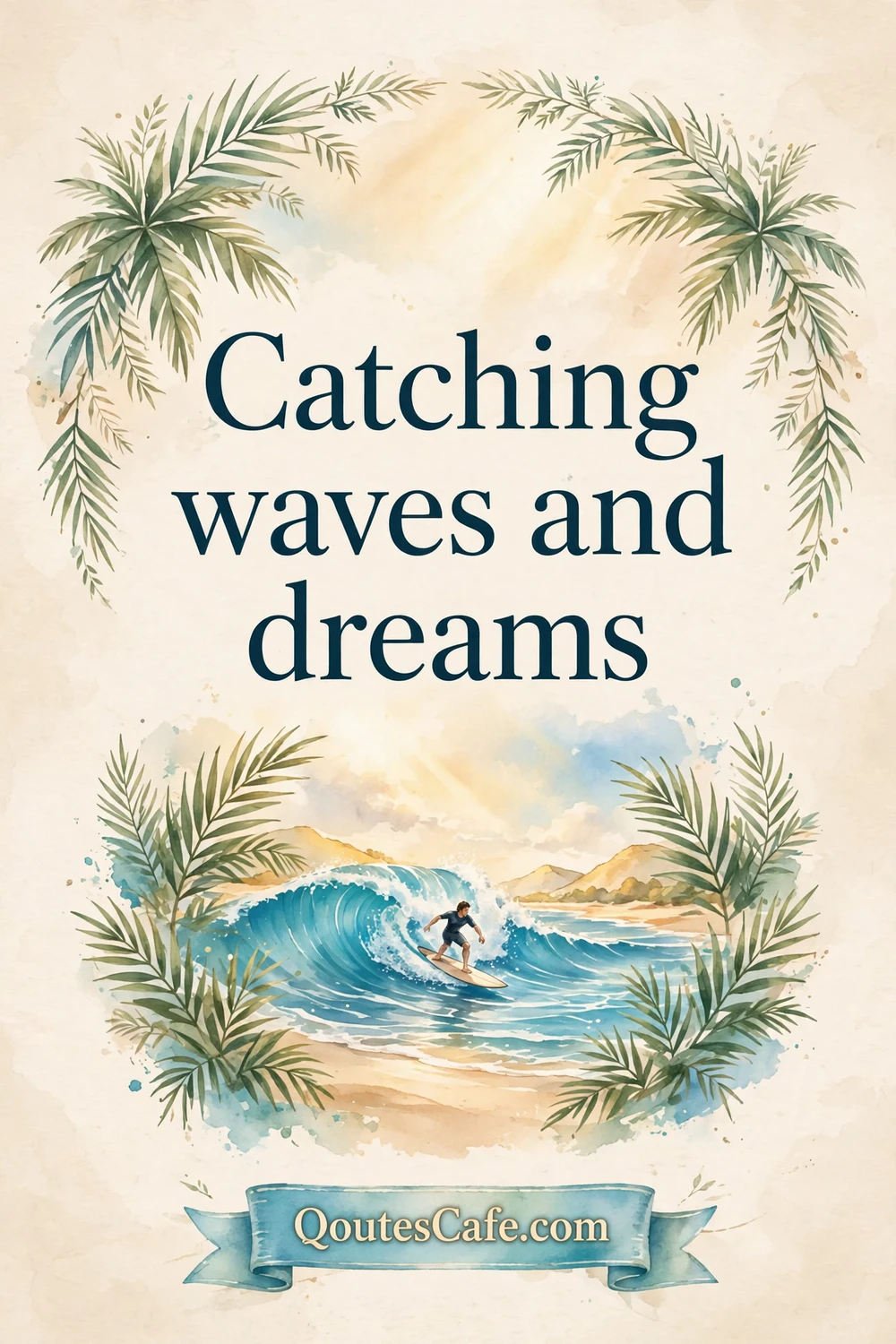 Beach Caption - catching waves dreams