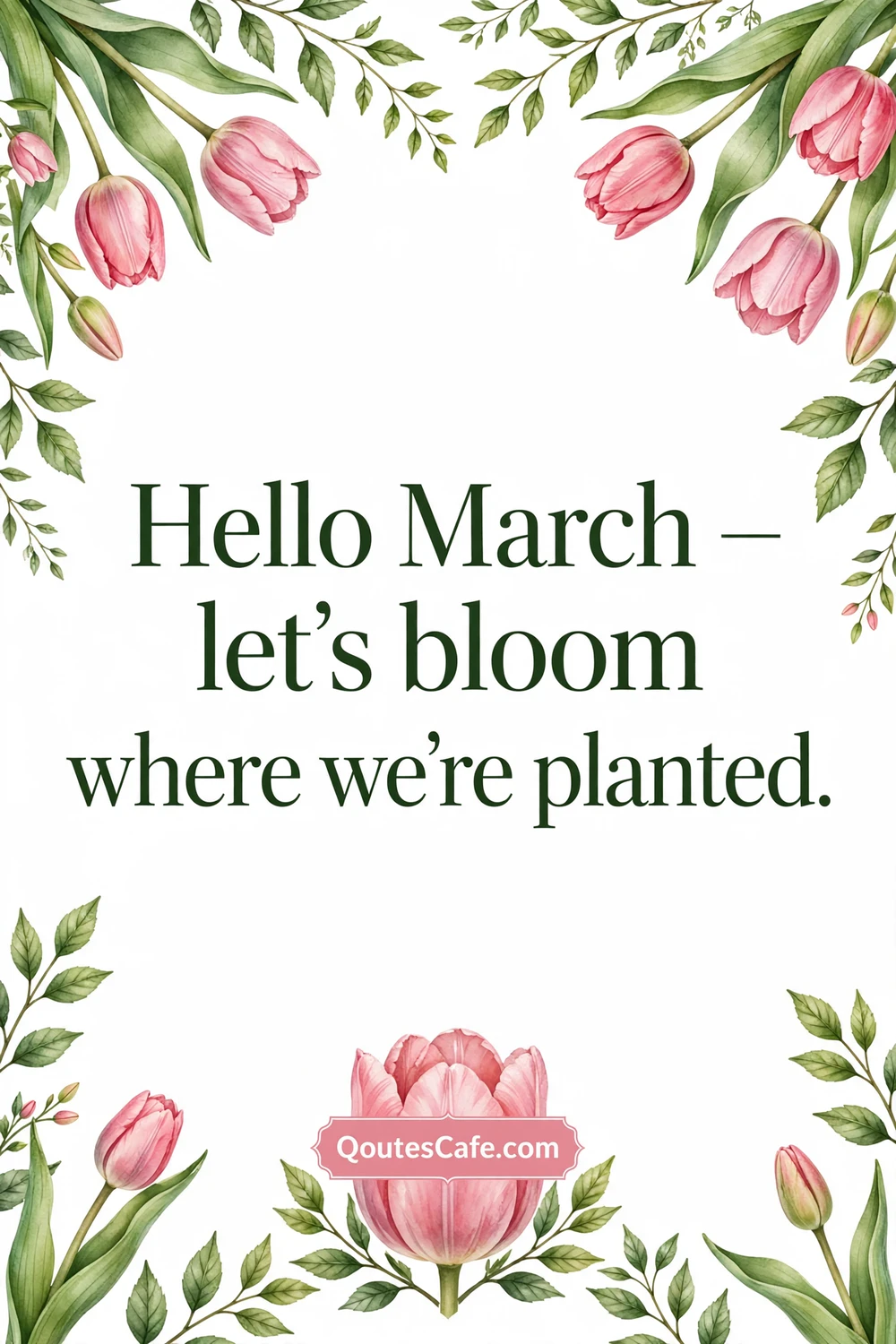 Hello March quotes – bloom where planted card